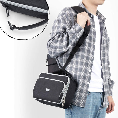 Amersun Insulated Lunch Box for Men, Black - Sturdy Bag with 2 Pockets & Padded Liner for Food Travel