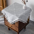 Kunxufi 24 24 Inch Farmhouse Small Square Grey Waterproof Tablecloth Heavy Weight Cotton Linen Table Cloth with Tassels