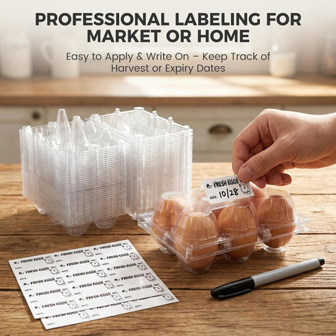 60 6 Count 60PCS HANSGO PCS Plastic Egg Cartons Bulk, with Date Labels, Clear Stackable Egg Holder for Fresh Medium