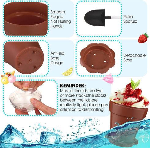 50 Pack Honeydak Flowerpot Dessert Cup Plastic Cake Cups with Lid Shovel Spoon Bottom Tray Small Flower Pot Cups