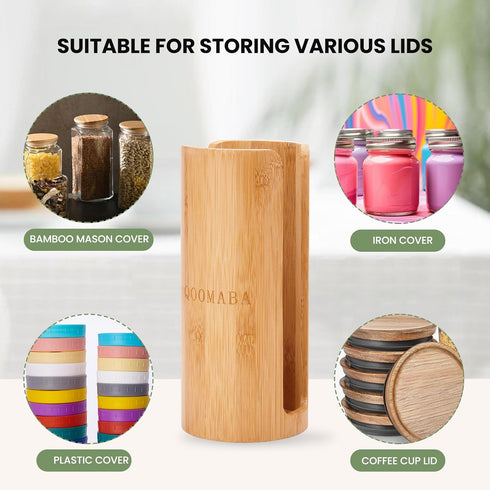 Mason Jar Lid Organizer (2pcs), Bamboo Storage for Mason/Canning Lids, Stackable and Steady Design