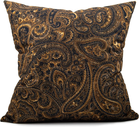 Pretty Brown Beige and Black Floral Paisley Decorative Throw Pillow Cover, 20X20 Inch Polyester Cushion Case