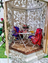 Set 1:12 Dollhouse Miniature Bistro Table & Chairs Accessories Metal Scale Miniatures White Coffee/Tea Furniture Fairy