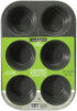 casaWare Toaster Oven NonStick Ceramic Coated Muffin Pan, 6 Cup (Silver Granite)