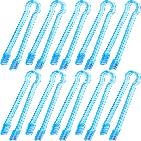 10 Pcs Clear Blue Plastic Buffet Serving Tongs, Mini Kitchen Tongs for Food, Ice, Salad, Barbecue, 6.3 Inches