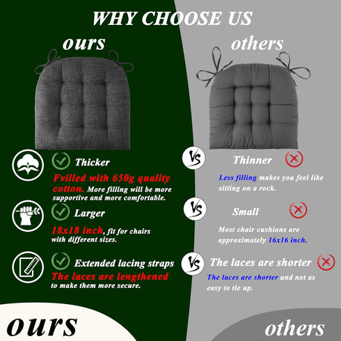 2 Set Extra Large Rocking Chair Cushion with Thick Padding High Back and Seat Cushion Piece
