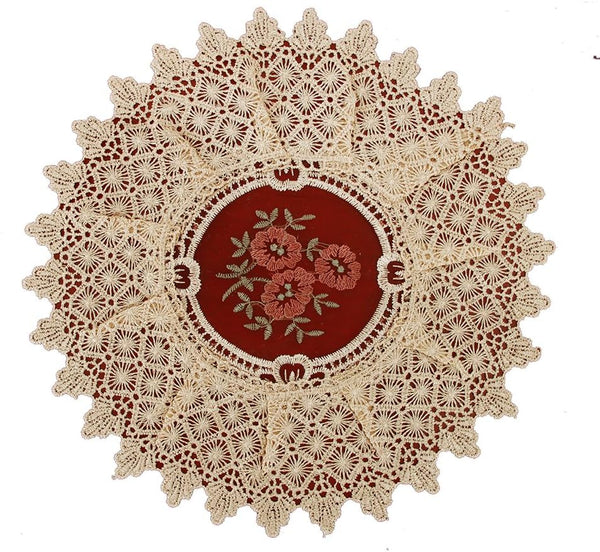 Simhomsen Set of 4 Small Mini Lace Table Doilies - Round 12 inch, Victorian Style and Vintage Look