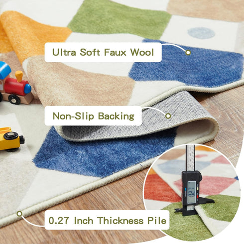 jinchan 2x3 Area Rug, Kids Entryway Washable Indoor Doormat, Colorful Trellis Kitchen Rug for Nursery Room
