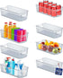 Multi-Purpose Refrigerator Bins - 8 Pieces Stackable Design Fridge Bin Organizer with Easy Grip Handles, Clear