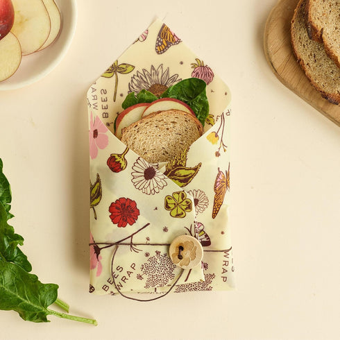 Bee's Wrap Vegan Beeswax Wraps - Organic Meadow Magic Sandwich Wrap, Reusable Bread Bags Made in USA, Eco-Friendly