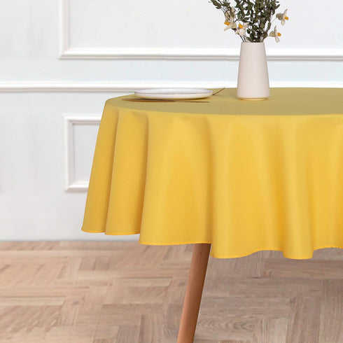 sancua 60 Inch Round Tablecloth - Water Resistant, Washable Polyester Table Cover for Dining, Buffet, Camping, Yellow