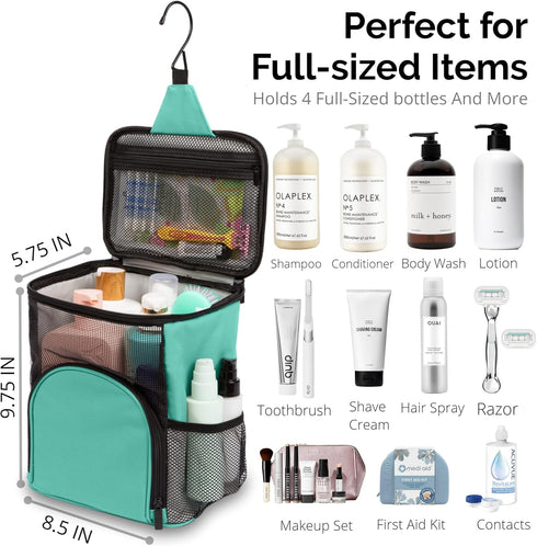 Original Shower Caddy for College Dorms - Large Capacity Travel Organizer Bag, Quick Dry, Water Resistant, Aqua