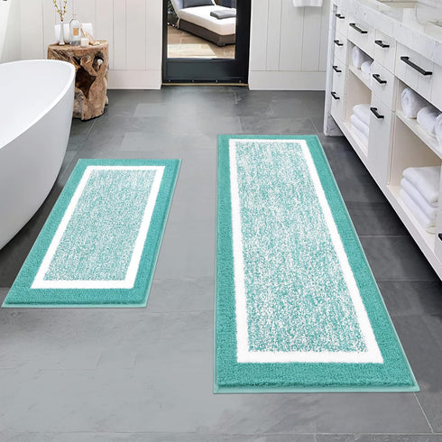Pauwer Bathroom Rugs Sets, 2 Piece Non-Slip Bath Mats, Absorbent Floor Mat, Machine Washable Shower Rugs