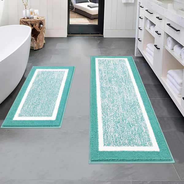 Pauwer Bathroom Rugs Sets, 2 Piece Non-Slip Bath Mats, Absorbent Floor Mat, Machine Washable Shower Rugs