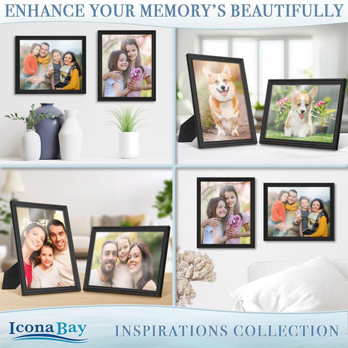 Icona Bay 8x10 Black Picture Frame, Beautifully Detailed Molding, Contemporary Set for Wall Mount or Table Top