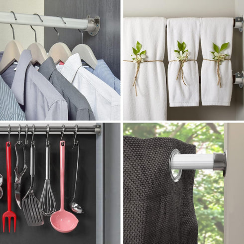 Cosweet 6 Packs Stainless Steel Closet Pole Sockets - Closet Rod End Supports with Screws for Easy Installation