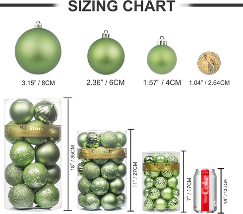 KI Store Light Green Christmas Balls, 20pcs 3.15-Inch Christmas Tree Decoration Ornaments for Holiday Wreath Garland