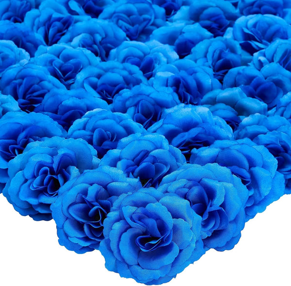 Bright Creations Blue Roses Artificial Flowers, Set of 50 Stemless Silk Roses, Royal Blue Faux Bouquet Decor
