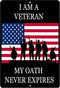 Rogue River Tactical USA Flag Veteran Oath Metal Tin Sign Wall Decor for Man Cave, Bar, Military