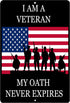 Rogue River Tactical USA Flag Veteran Oath Metal Tin Sign Wall Decor for Man Cave, Bar, Military