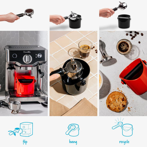 Dreamfarm Grindenstèin Compact Espresso Coffee Grind Knock Box, Sturdy, Black
