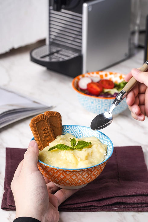 Set 6, Selamica Porcelain Ice Cream Bowls of Small Bowls, Ceramic bowls for Dessert, Ice Cream, Variety of Colors