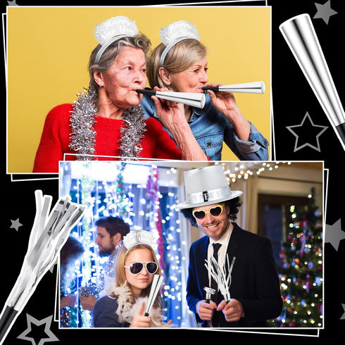 48 12 2026 Shappy Pcs New Year's Eve Party Supplies for Guests Party Supplies Top Hat Headbands Tiara Fringed Noise