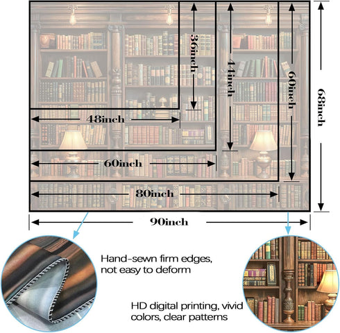 Spenlife 6080 Inches Bookshelf Tapestry Wall Hanging Vintage Library Wall Tapestry, Old Books on Shelf Classical Study