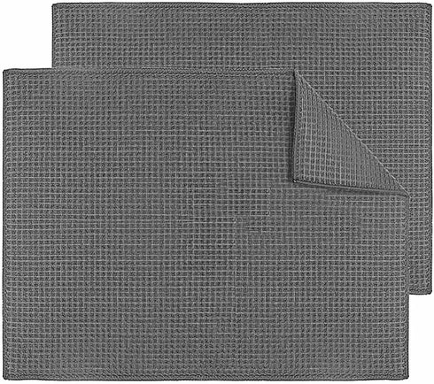 2 Pack Topsky Microfiber Dish Drying Mat, 20 x 15 Inch Reversible Kitchen Counter Mats, Super Absorbent Gray