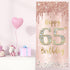 65th Birthday Decorations Door Banner for Women, Pink Rose Gold Happy 65 Birthday Backdrop Party Supplies