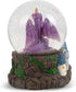 Elanze Designs Purple Dragon with Orb on Castle Tabletop Figurine Decoration, 100MM Glitter Water Musical Snow Globe