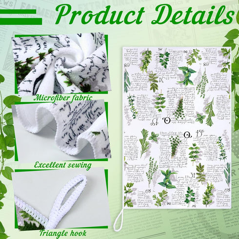 6 Pcs Herbs Kitchen Towels - Medical Herbs Dish Towels, Farmhouse Fresh Hand Towels, Gifts for Herb Lovers