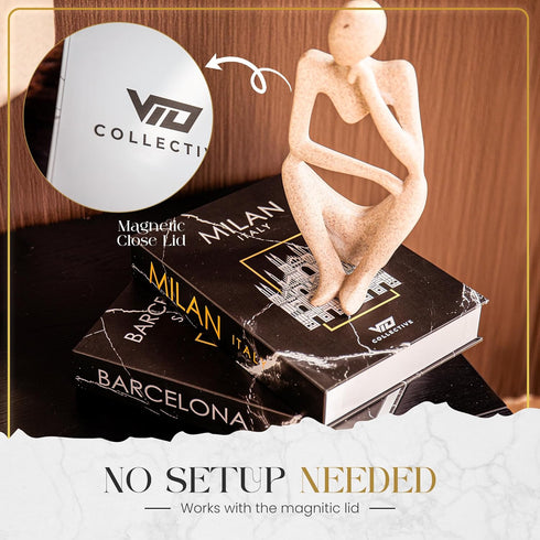 VTO Collective Decorative Book Milan/Barecelona (Black) Fake Books w/Hidden Storage for Coffee Table, Bookshelf