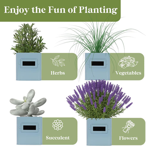 Set PERFNIQUE Indoor Herb Garden, Herb Garden Planter with Tray, Farmhouse Indoor Plant Pots, Windowsill Herb Garden