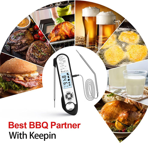 Digital Meat Food Thermometer - Instant Read Cooking Thermometer, Backlight, Built-in Magnet, Foldable Probe