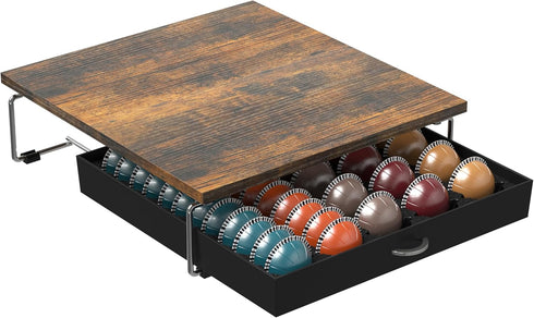 DecoBrothers Supreme Vertuoline Drawer, Holds 30 Big or 60 Small Vertuoline Pods, Rustic Brown