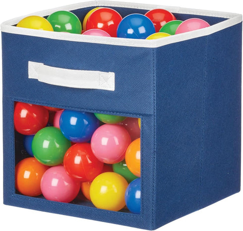 Closet 4 Pack, mDesign Fabric Nursery/Playroom Storage Organizer Bin Box with Front Handle/Window for Cube Furniture