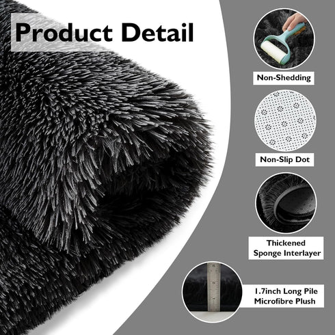 5x8,Black Shag Area Rug for Bedroom Fluffy Area Rugs for Living Room,Soft Fuzzy Rug Non-Shedding Indoor Plush Carpet