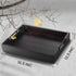 RAKYTO 16.5x12.5in Packaging Ottoman Tray, Acacia Wood Serving Tray with Metal Handles, Food Drinks Tray for Coffee