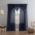 No. 918 Erica Crushed Sheer Voile Curtain Panel - 51" x 95", Navy Blue, Rod Pocket