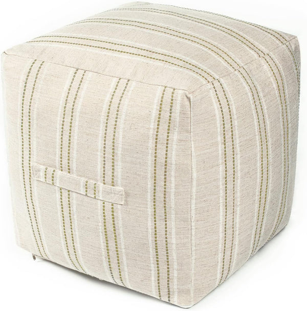 AELS Unstuffed Farmhouse Pouf Cover for Living Room, Boho Storage Bean Bag