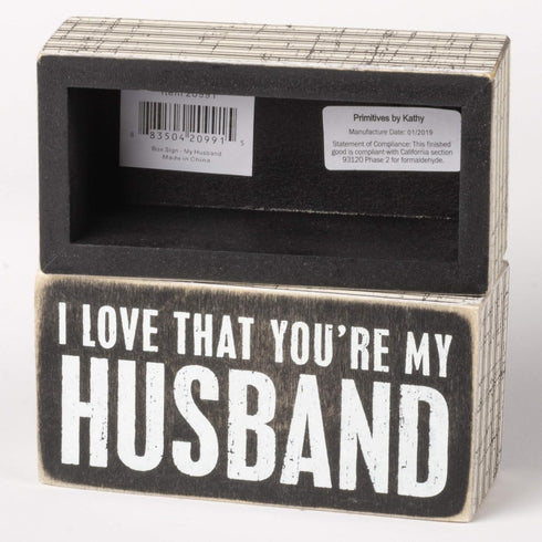 Primitives by Kathy Pinstripe Trimmed Box Sign, 5" x 2.50", Black/White