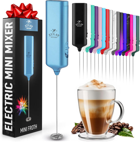 Zulay Kitchen Mini Milk Frother Handheld - Electric Drink Mixer - Portable Wand for Coffee, Lattes, Cappuccino -