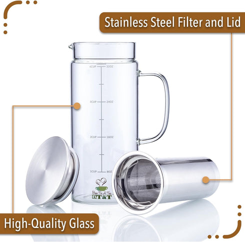 BTaT Cold Brew Coffee Maker, 32 oz Iced Coffee Maker, Cold Brew System, Tea Pitcher, Coffee Accessories