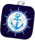 3D Rose Nautical Artwork Anchor D cor Pot Holder, White-Blue and Navy, 8 x 8
