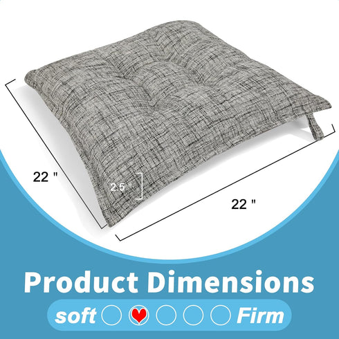 SINSOSSO Linen Cushion Pillow for Sitting, 22" Large Square Office Non-Slip Washable Yoga Indoor Floor Cushion Seating, White,1 PCS by SINOSSO
