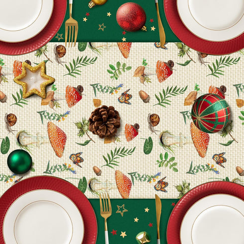 13 72 Inch Mushroom Floral Table Runner Seasonal Spring Kitchen Dining Linen Table Decoration for Indoor Outdoor Home