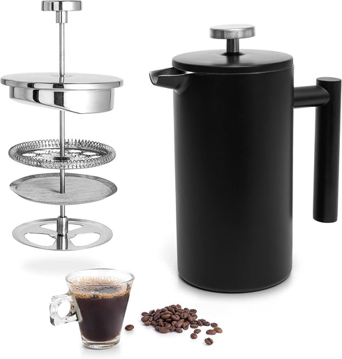 Mixpresso Stainless Steel French Press, 27 Oz, Double Wall Insulation, Easy Clean, Strong Quality Coffee