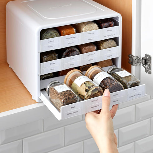 24-Bottle 104 YouCopia SpiceStack Adjustable Spice Rack Organizer, Pull-Down Seasonings and Spices Holder for Kitchen