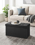 SONGMICS 30 Inches Folding Storage Ottoman Bench with Flipping Lid, Faux Leather, Black